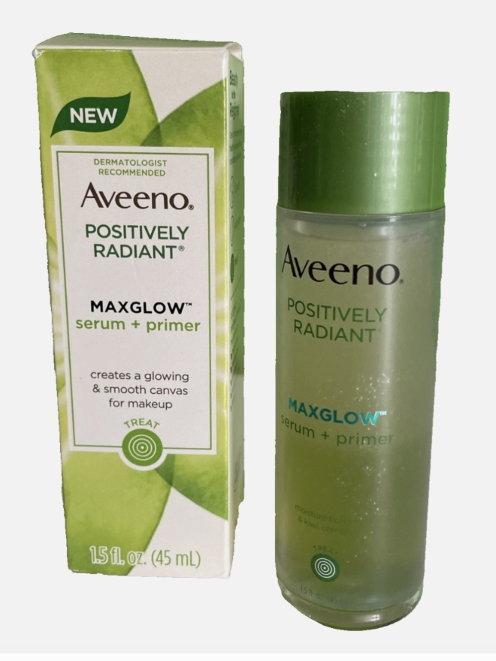 Aveeno Positively Radiant MaxGlow Serum + Primer 1.5oz New in Box